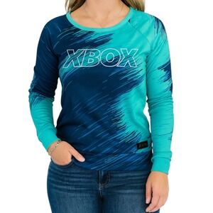 Xbox Microsoft Meta Threads‎ Long Sleeve Top Teal Blue Graphic Pullover S